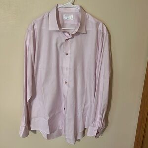 Lorenzo Uomo Men's Long Sleeve Button Down Pink Dress Shirt Size 17 34/35